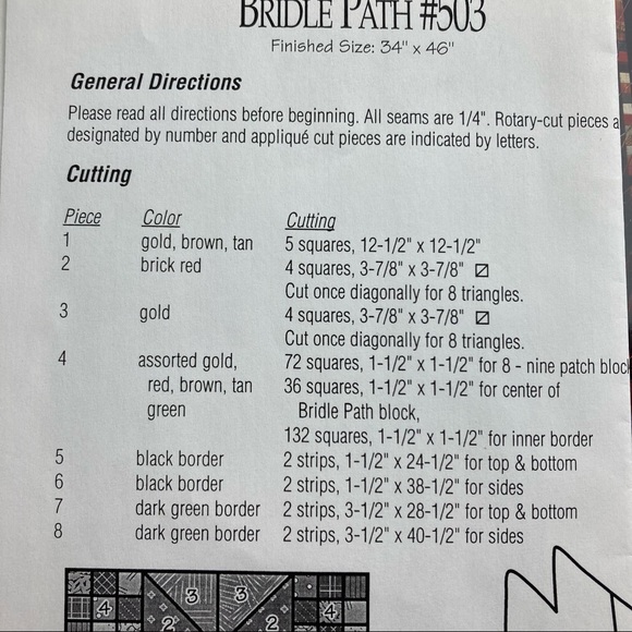 Quilt Pattern - Country Threads Bridle Path - Horse Throw or Wall Hanging - Picture 7 of 9